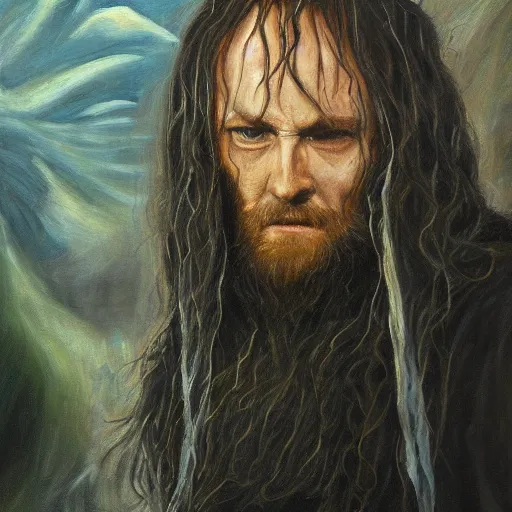 Image similar to portrait of a Wraith of LOTR, oil painting, high detail