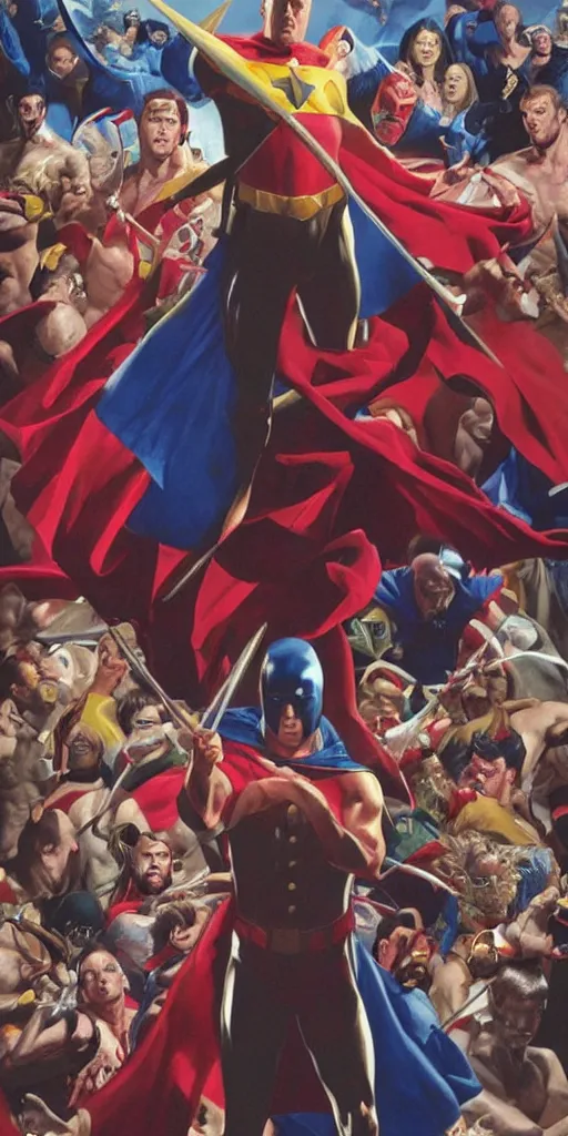 Image similar to A Kingdom Come cover by Alex Ross, oil painting