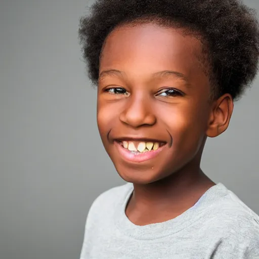 Image similar to photo of a black boy smiling, studio portrait