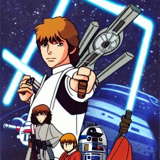 Image similar to star wars anime from the 1980s by Cowboy Bebop and Studio Ghibli