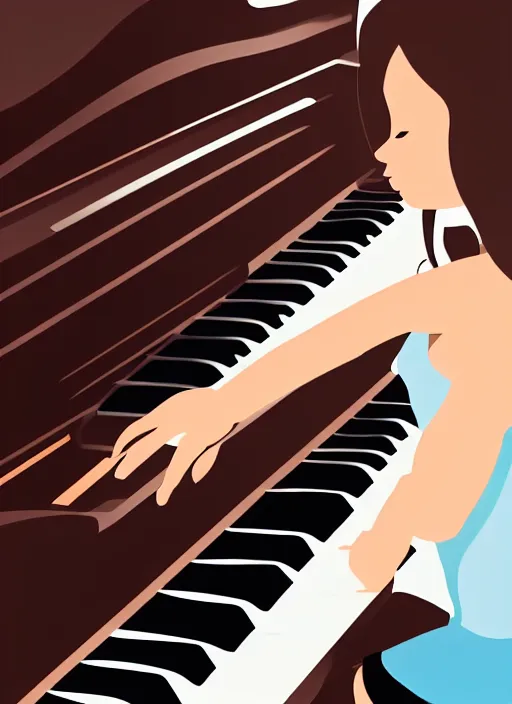 Image similar to illustration of girl playing piano, 4 k, high quality, sharp fucos