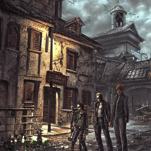 Prompt: resident evil village Salvatore Moreau, detailed painting