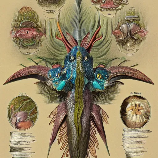 Prompt: detailed illustration of a pokemon in 1 8 8 0 johnson's household book of nature by ernst haeckel, alexander marshal, matte artwork, artstation