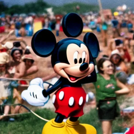 Image similar to mickey mouse performing at woodstock