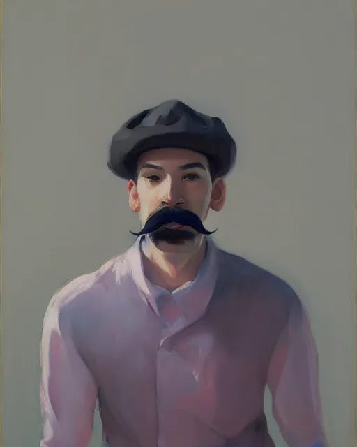 Image similar to a portrait of a male vintage thief with mustache by Yanjun Cheng