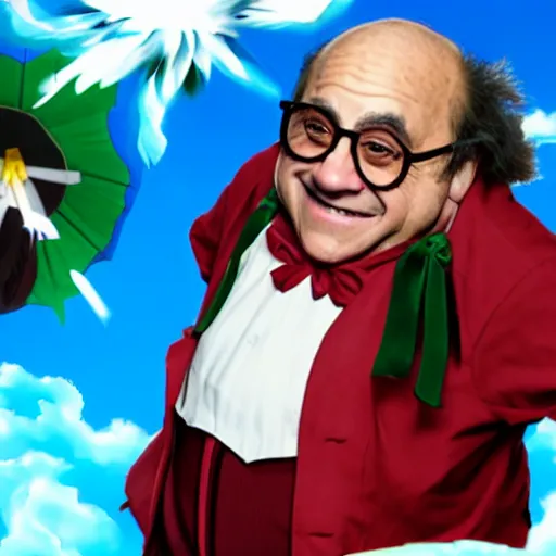 Image similar to screenshot of danny devito as a touhou character