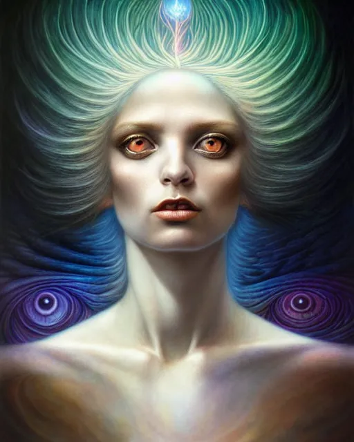 Prompt: a detailed portrait of dreampunk goddess ( flamingo ) fractal ) ( glass ) ( lightning ) beautiful! by tomasz alen kopera and peter mohrbacher and johanna martine! and margaret keane! elegant alluring seductive