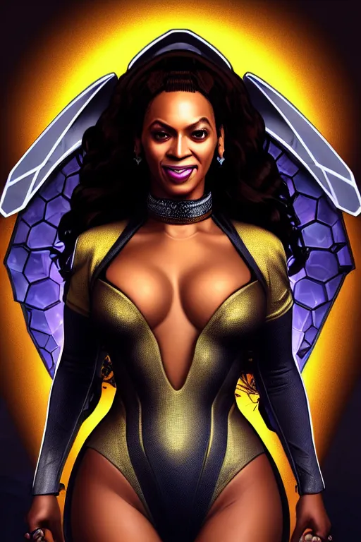 Prompt: gta 5 queen bee beyonce profile picture by greg rutkowski, cybernetic wings, dynamic pose, intricate, futuristic, fantasy, elegant, by stanley artgerm lau, greg rutkowski, thomas kindkade, alphonse mucha, loish, norman rockwell, fantasy lut, asymmetric, long hair, retro computer graphics, video game, fluid lines,