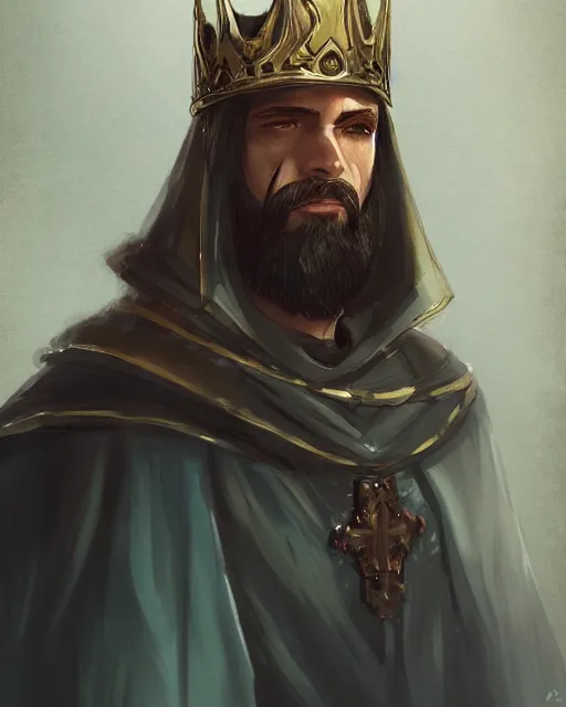 Image similar to centered detailed portrait of a Medieval King, by Ross tran. trending on artstation