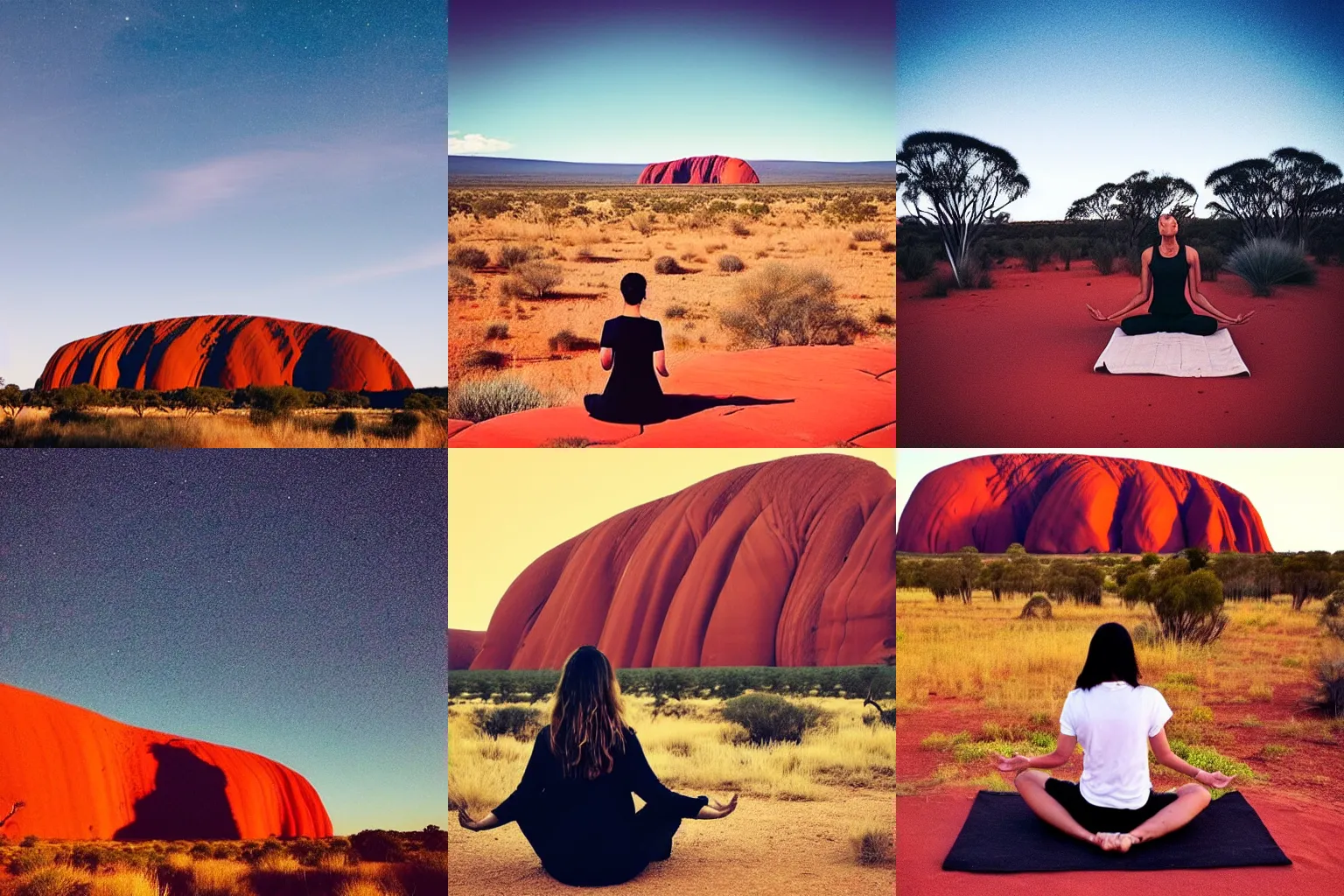 Prompt: Meditating on Uluru, inspirational Instagram photo #travel