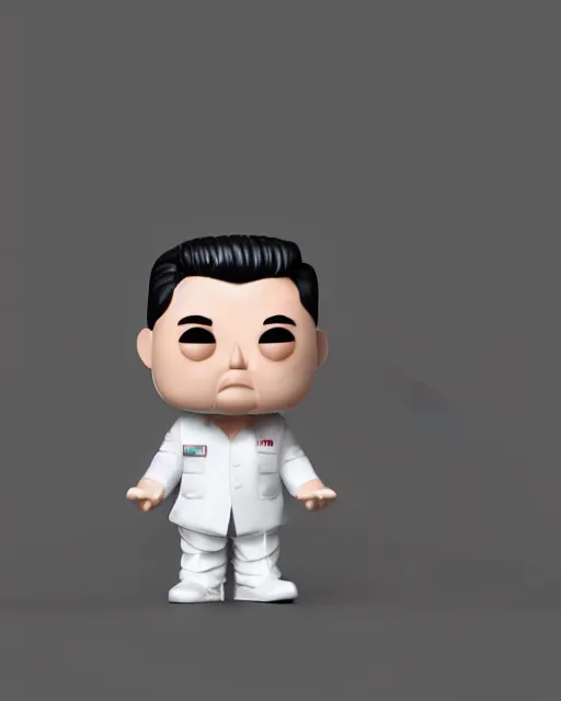 Prompt: full body 3d render of kim yong un as a funko pop, studio lighting, white background, blender, trending on artstation, 8k, highly detailed