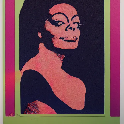 Prompt: individual diana ross silk screen francis bacon