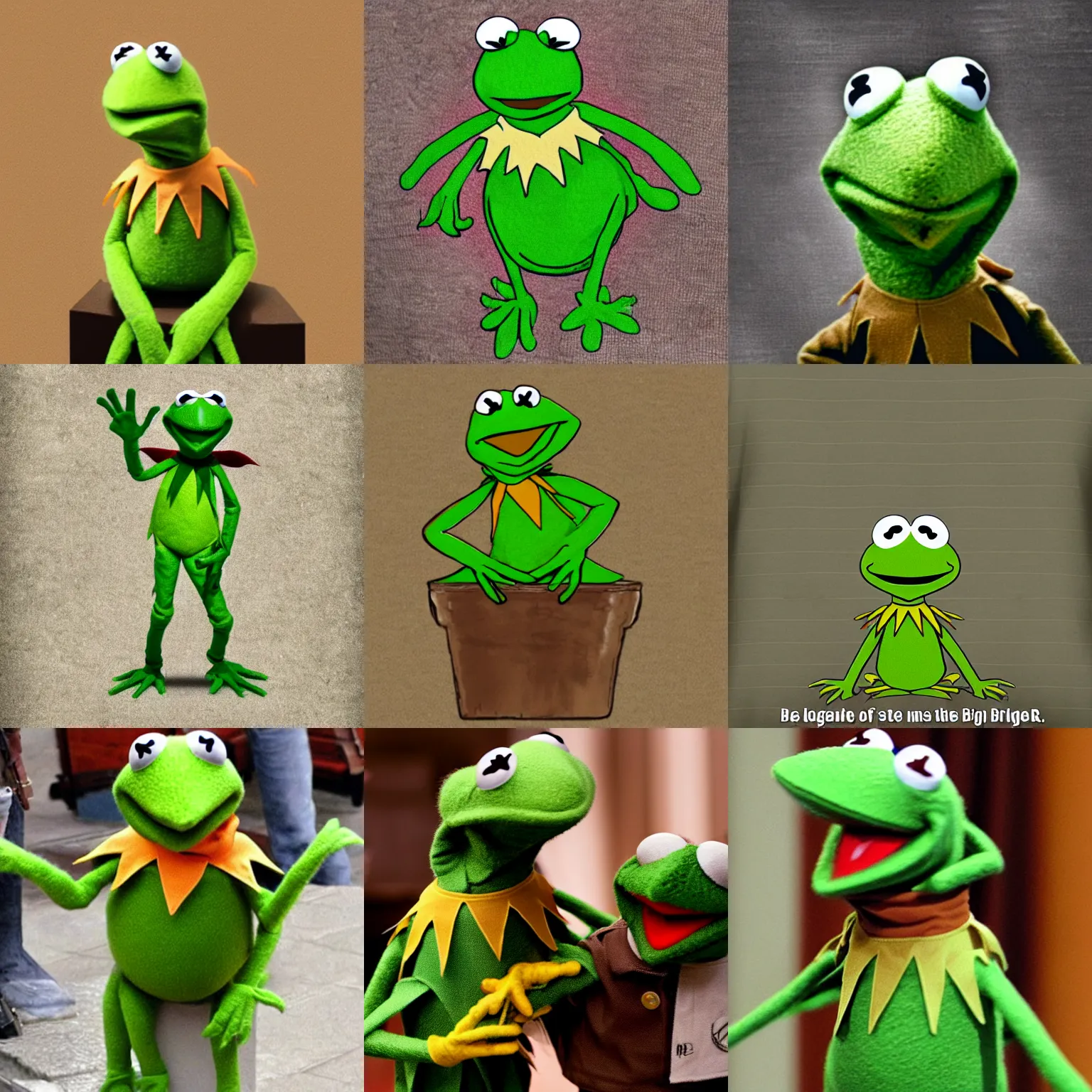 Prompt: Kermit the frog as Big Boss