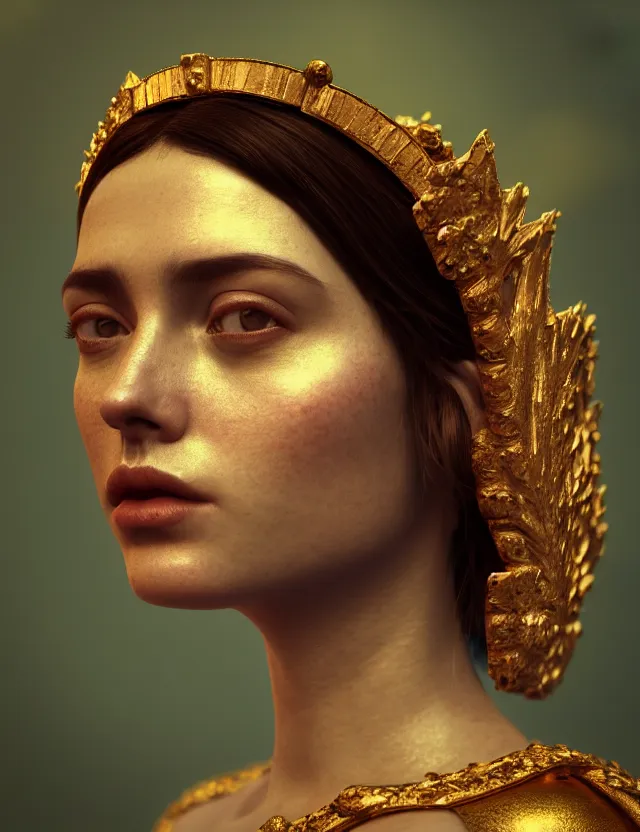 Image similar to blurred background. close-up portrait of a goddess in crown, by Aykut Aydogdu by Anka Zhuravleva and Alena Aenami, Atey Ghailan, octane render, unreal engine, cinematic counter light, high detail, octane render, 4k