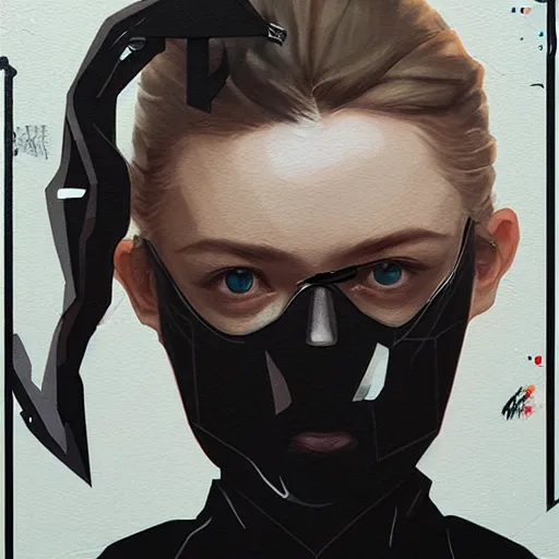 Image similar to Elle Fanning in Metal Gear Solid picture by Sachin Teng, asymmetrical, dark vibes, Realistic Painting , Organic painting, Matte Painting, geometric shapes, hard edges, graffiti, street art:2 by Sachin Teng:4