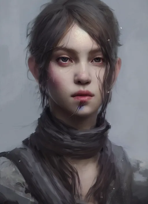 Image similar to A fancy portrait of girl by Greg Rutkowski, Sung Choi, Mitchell Mohrhauser, Maciej Kuciara, Johnson Ting, Maxim Verehin, Peter Konig, Bloodborne, 8k photorealistic, cinematic lighting, HD, high details, dramatic, atmospheric , trending on artstation