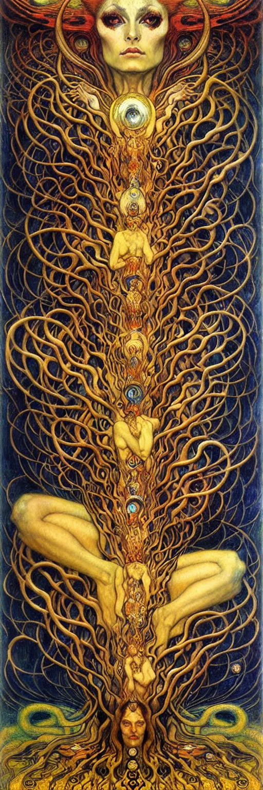 Image similar to Divine Chaos Engine by Karol Bak, Jean Delville, William Blake, Gustav Klimt, and Vincent Van Gogh, symbolist, visionary