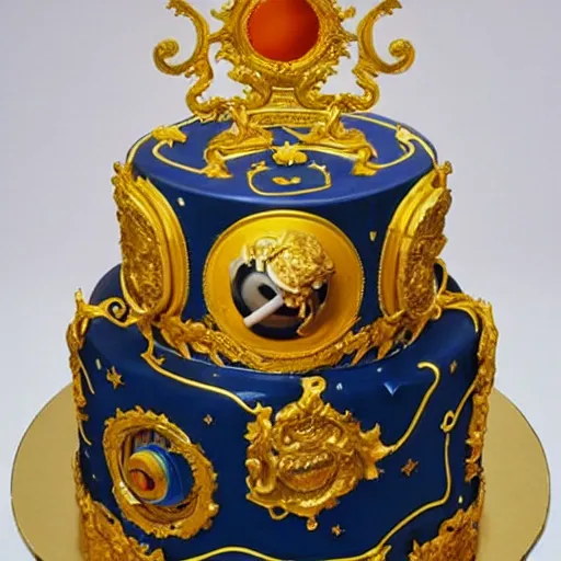 Prompt: rococo baroque astronaut fancy cake