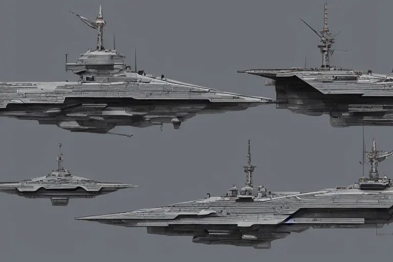Prompt: Concept art of an angular stealth Bismarck battleship