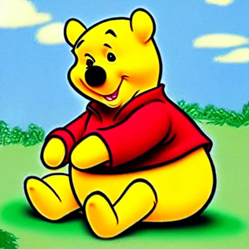 Image similar to Winnie the Pooh with the face of Xi Jinping, cartoon, caricature