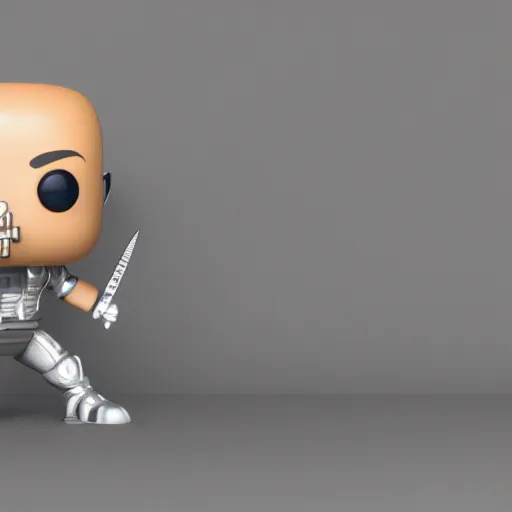 Prompt: a 3d render of technoblade as a funko pop, studio lighting, grey background