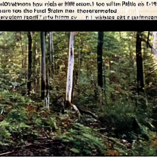 Image similar to A screen capture of found footage video left behind by a missing hiker in 1986