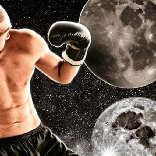 Prompt: man gets punched through the moon