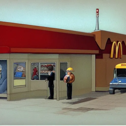 Prompt: ralph mcquarrie concept art of a mcdonalds