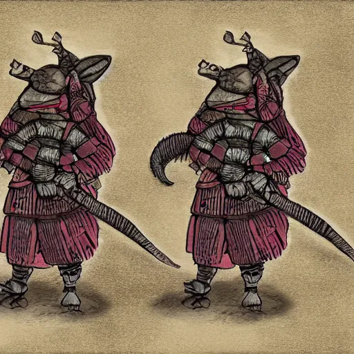 Image similar to phalanx of ashigaru mice, digital painting