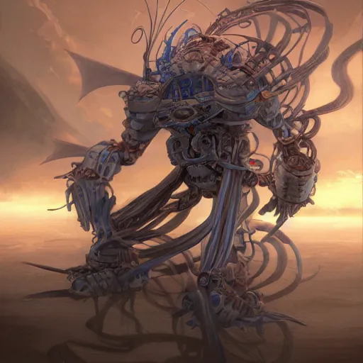 Image similar to Zaraki Kenpachis Powered Up Final Form, Mechanical, detailed, centered, digital painting, artstation, concept art, donato giancola, Joseph Christian Leyendecker, WLOP, Boris Vallejo, Breathtaking, 8k resolution, extremely detailed, beautiful, establishing shot, artistic, hyperrealistic, beautiful face, octane render, cinematic lighting, dramatic lighting, masterpiece