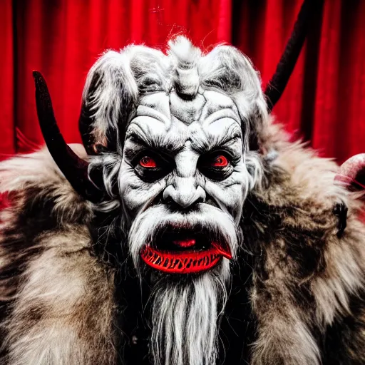 Prompt: portrait photography of krampus, by Annie Leibovitz, fujifilm x100v, s1.4, 8k, high quality