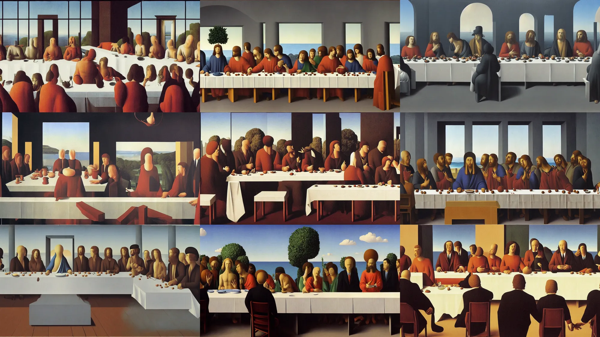 Prompt: the last supper by Magritte