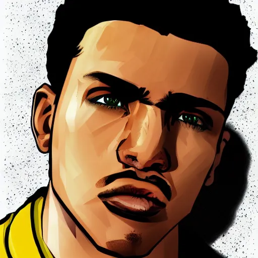 Image similar to a handsome urban youth, drawn in the style of gta v artwork