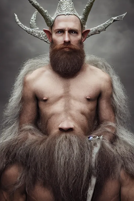 Image similar to 8K Photography from a Male muscled short haired Elven King, short beard, by Jimmy Nelson