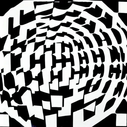 Image similar to a shopping mall designed by Victor Vasarely