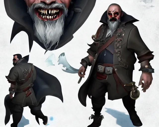 Image similar to sea of thieves character portrait concept art for a ghostly white bearded villain with snarling teeth, cgsociety, trending on artstation, rare ltd,