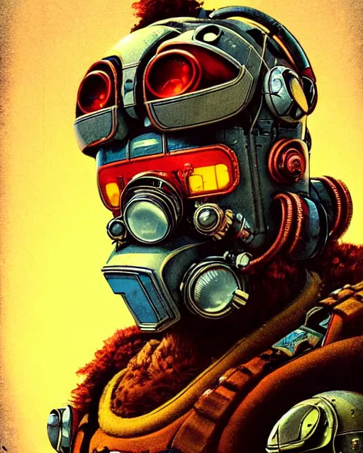 Image similar to torbjorn from overwatch, character portrait, portrait, close up, concept art, intricate details, highly detailed, vintage sci - fi poster, retro future, vintage sci - fi art, in the style of chris foss, rodger dean, moebius, michael whelan, and gustave dore