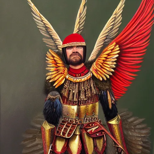 Prompt: detailed realistic painting of a winged hussar