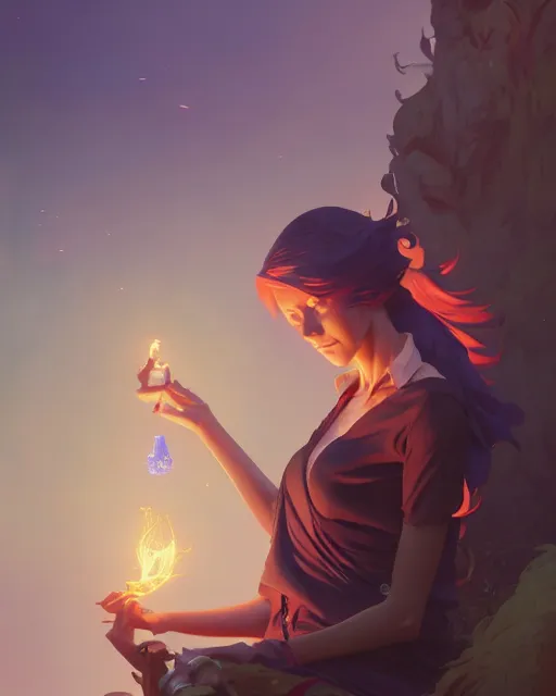 Image similar to highly detailed vfx portrait of a mage casting magic, correct anatomy and body proportions, unreal engine, greg rutkowski, loish, rhads, beeple, makoto shinkai and lois van baarle, ilya kuvshinov, rossdraws, tom bagshaw, alphonse mucha, global illumination, detailed and intricate environment