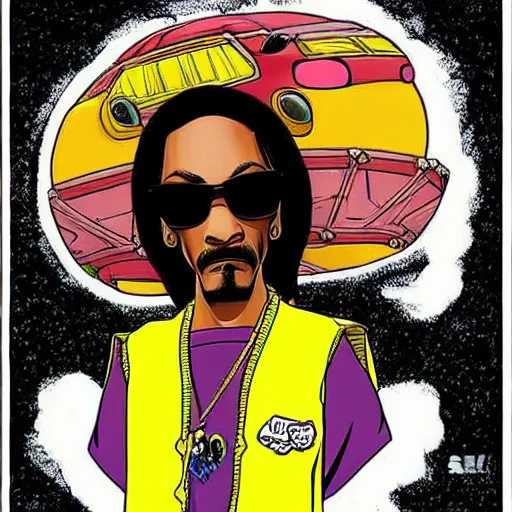 Image similar to Snoop-Dog drawn in the style of Akira Toriyama,