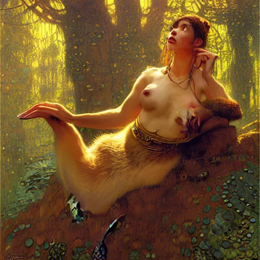 Prompt: portrait of an otter otterwoman wearing a dress. furaffinity forest fantasy highly detailed painting by gaston bussiere craig mullins jc leyendecker gustav klimt artgerm greg rutkowski john berkey, bergey, craig mullins, ruan jia, raymond swanland, jeremy mann, tom lovell, alex malveda