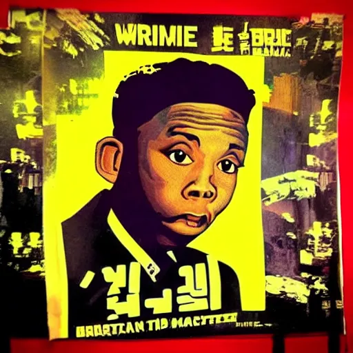 Image similar to “ lil wayne with a little bruce wayne, north korean propaganda poster, album cover ”