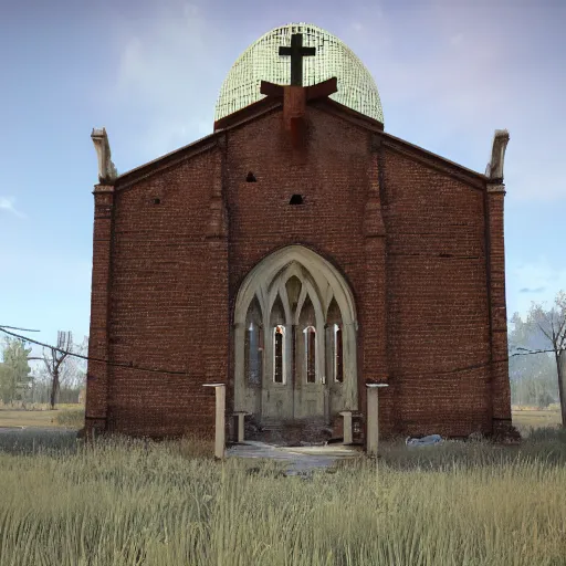 Prompt: old abandoned church, disco elysium