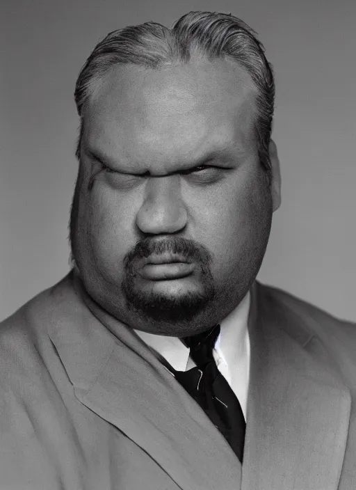 Image similar to platon closeup photograph of a 6 0 0 pound man in a suit, photorealistic, studio lighting, ektachrome, detailed, intricate, face detail