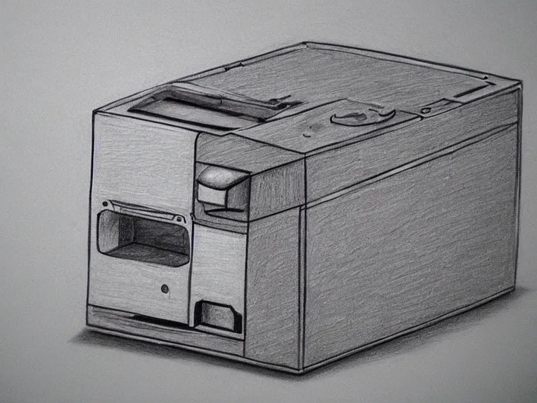 Image similar to a pencil drawing of a box computer. by pen tacular