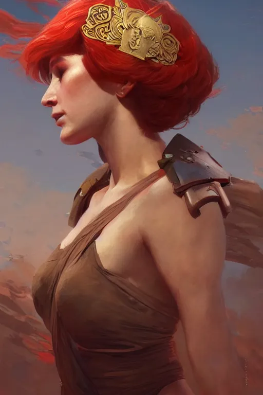 Image similar to goddess of the soviet union, highly detailed, digital painting, artstation, concept art, smooth, sharp focus, illustration, unreal engine 5, 8 k, art by artgerm and greg rutkowski and edgar maxence