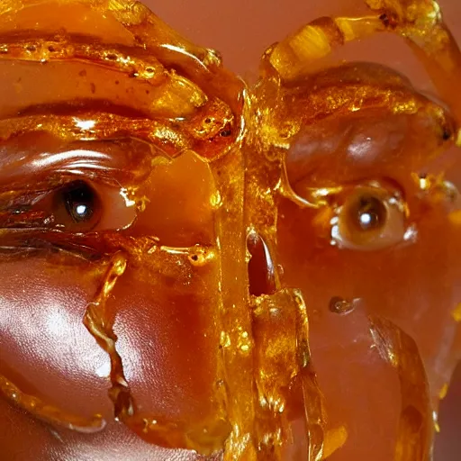 Image similar to human female preserved in amber