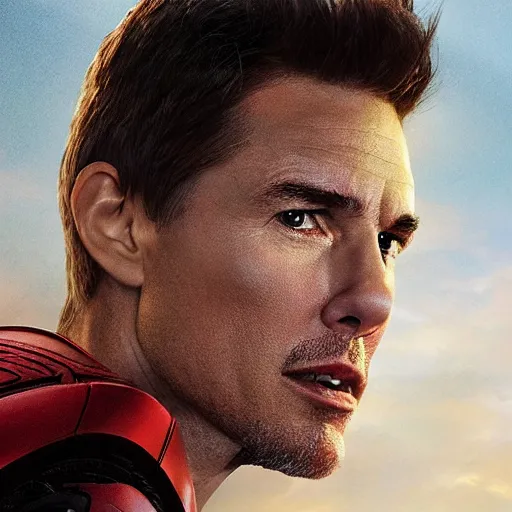 Image similar to Film still of Tom Cruise as Tony Stark, avengers, Iron man, 4k