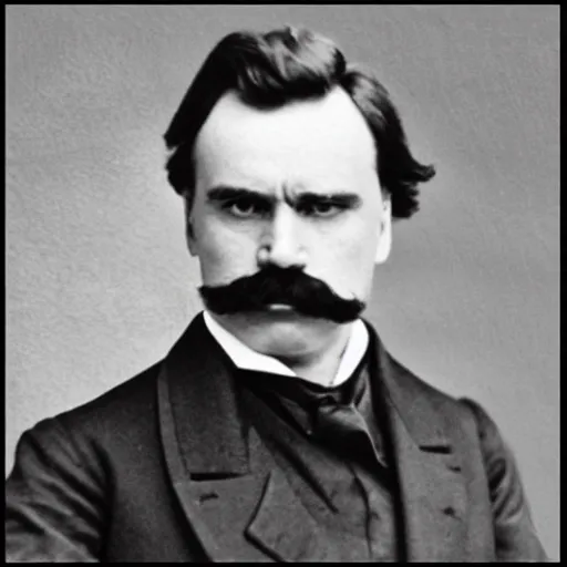 Image similar to linkedin profile picture of friedrich nietzche, blurry background, color photo