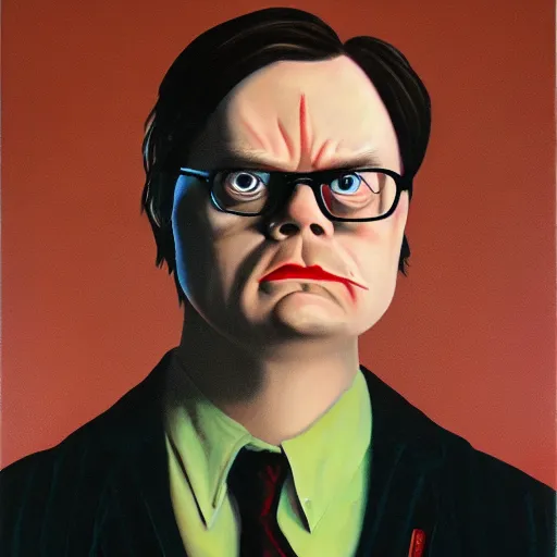 Prompt: A surrealistic painting of Dwight Schrute